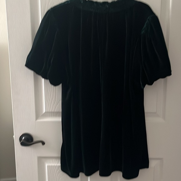 Entro 1X green velvet dressy tunic top. - Picture 5 of 11